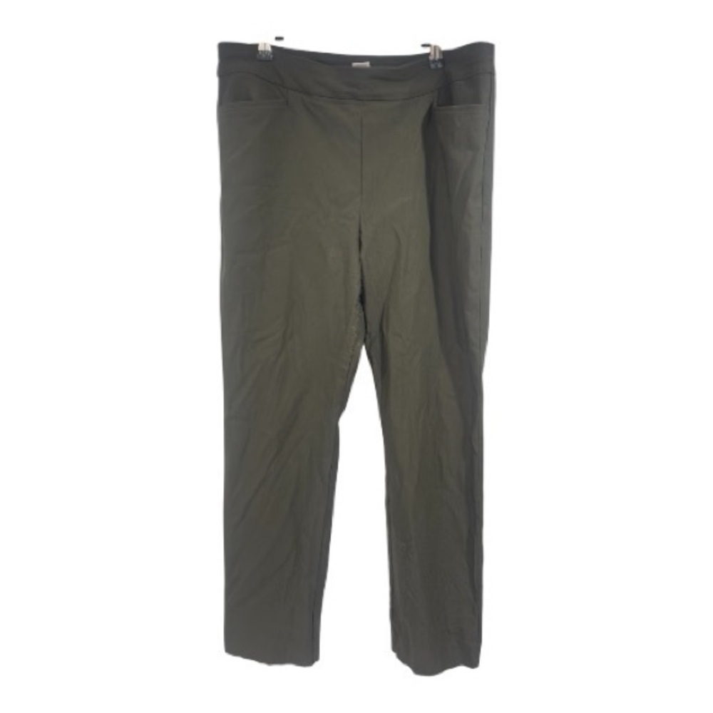 Chicos Womens 2R US 12R Olive Green Pull On Straight Leg Trousers Stretch‎ Pants